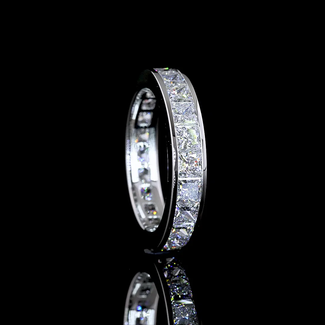 2.93 Cts Platinum Princess Shape Eternity Band Eternity Band - Image 2