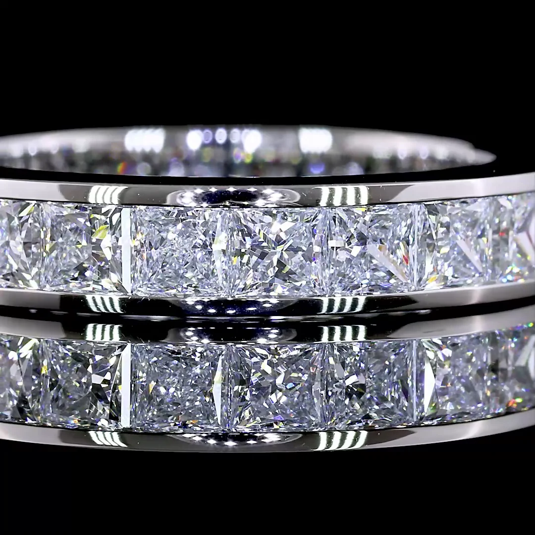 2.93 Cts Platinum Princess Shape Eternity Band Eternity Band - Image 3