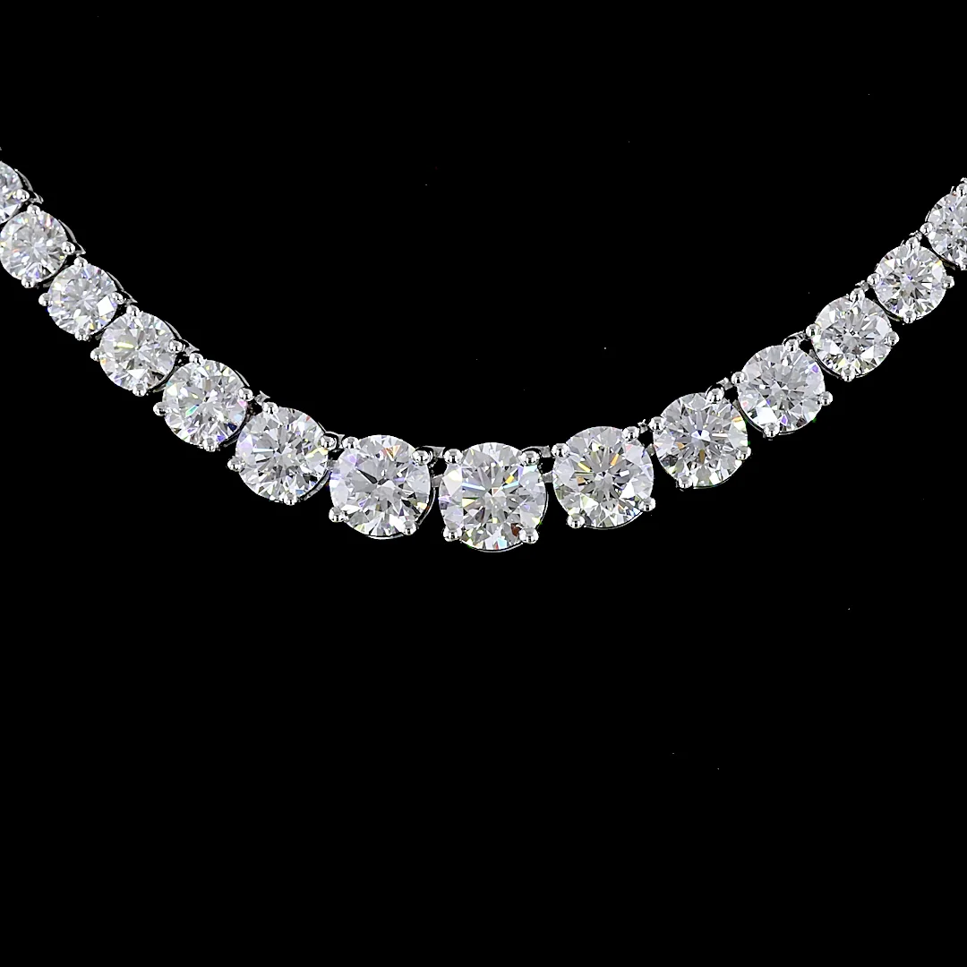 6.95 Cts 14k White Gold Round Shape Riviera Necklace - Image 3