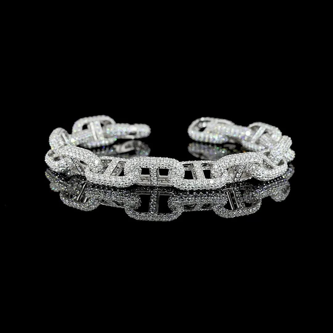 20.41 Cts 14k White Gold Round Shape Special Bracelet - Video