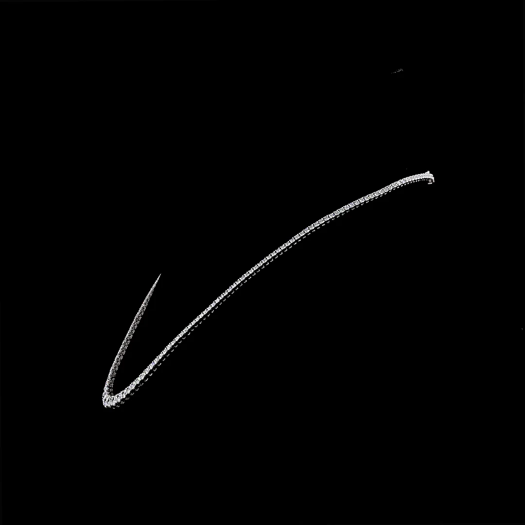 6.97 Cts 14k White Gold Round Shape Riviera Necklace - Image 4