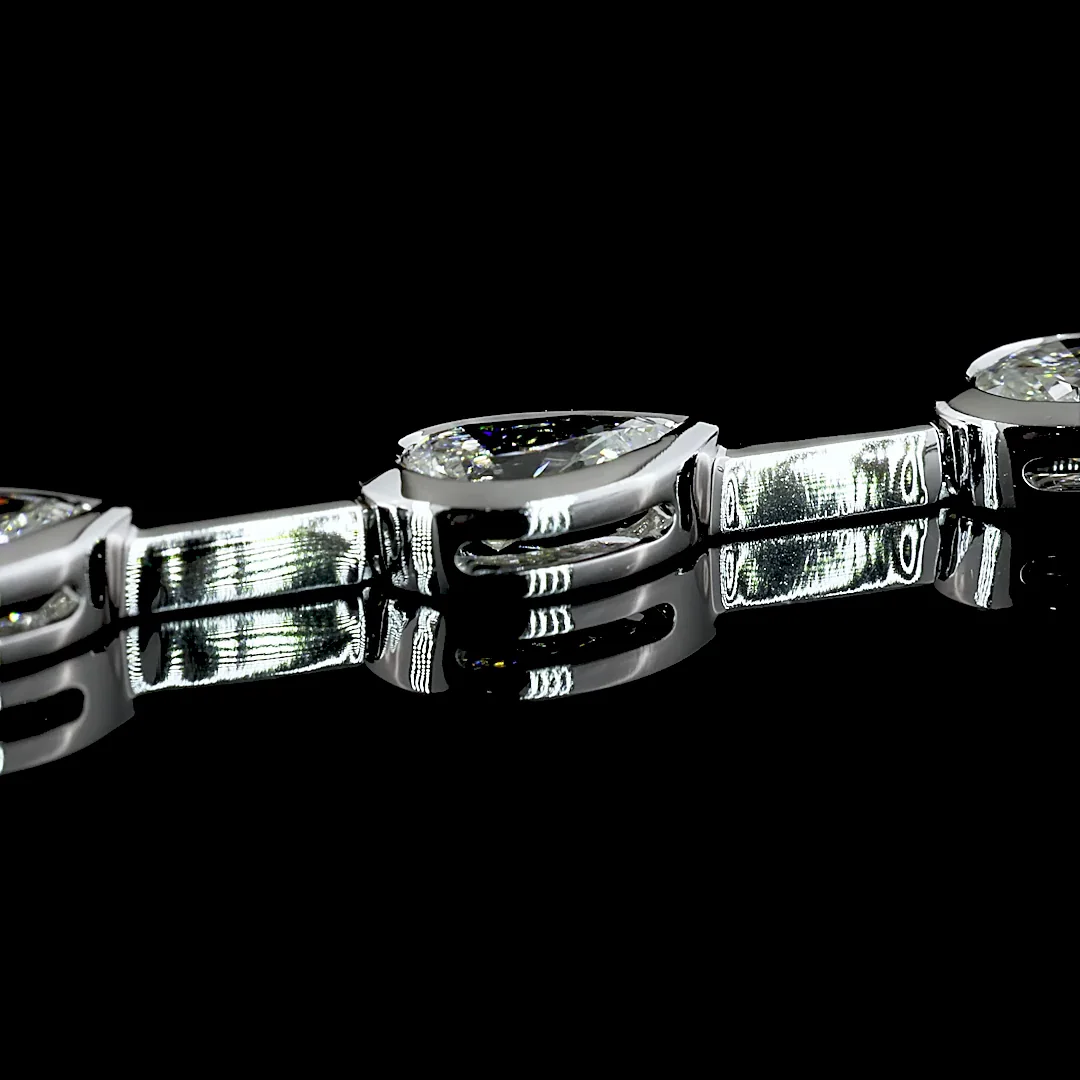 5.3 Cts 14k White Gold Mix Shape Station Bracelet - Image 4