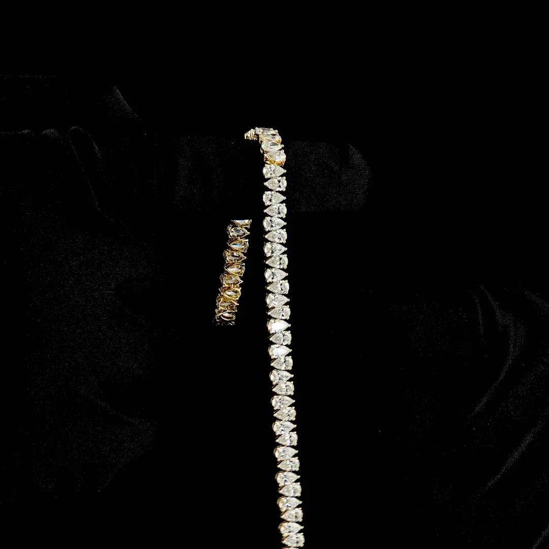 10.98 Cts 14k Yellow Gold Pear Shape Tennis Bracelet - Image 3