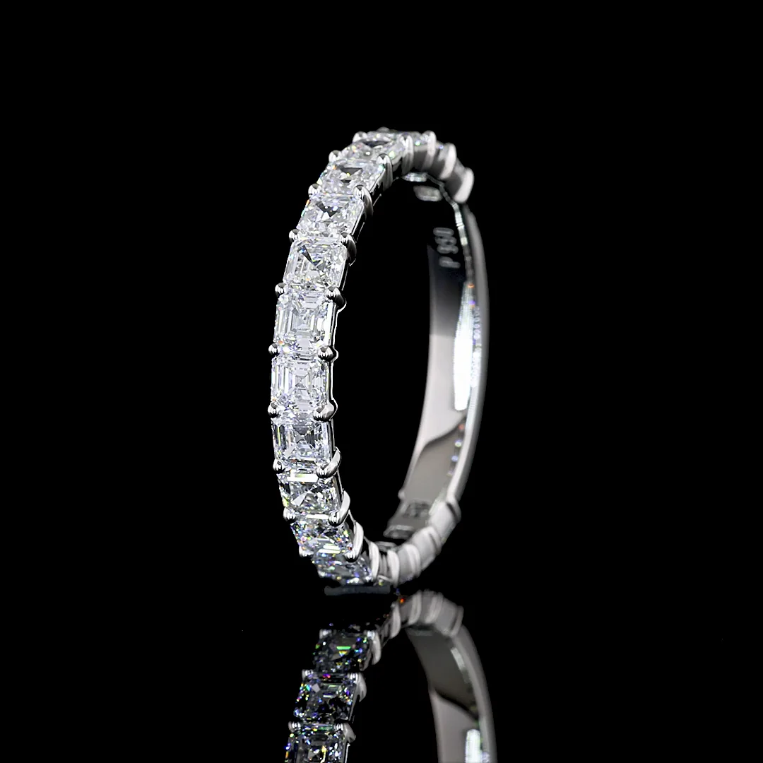 1.76 Cts Platinum Asscher Shape 3/4 Band Eternity Band - Image 4
