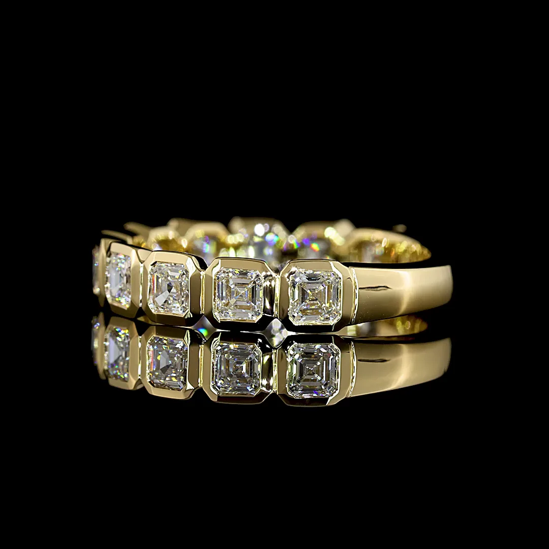 1.07 Cts 14k Yellow Gold Asscher Shape 3/4 Band Eternity Band - Image 2