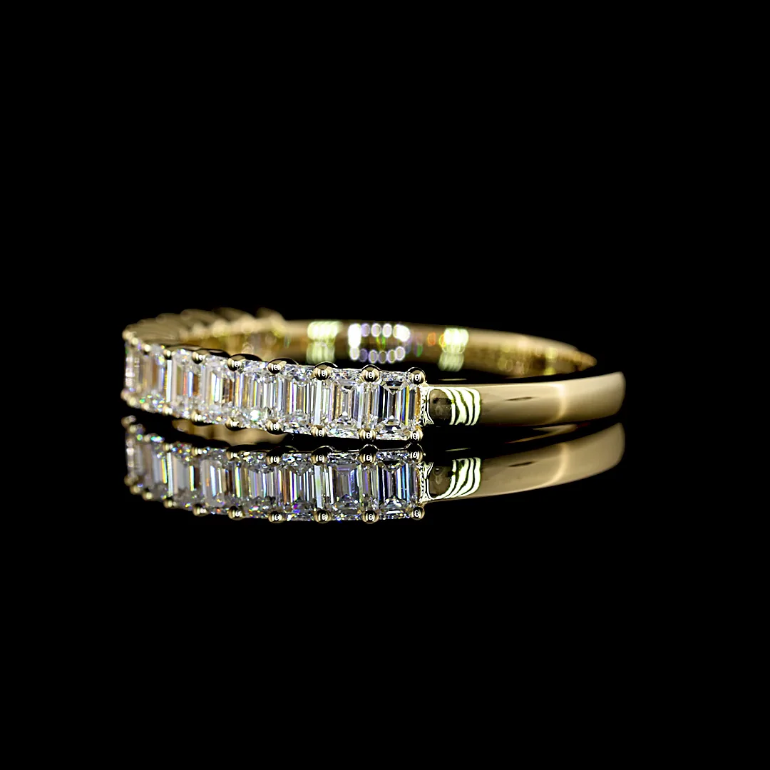 1.09 Cts 14k Yellow Gold Emerald Shape 3/4 Band Eternity Band - Image 3