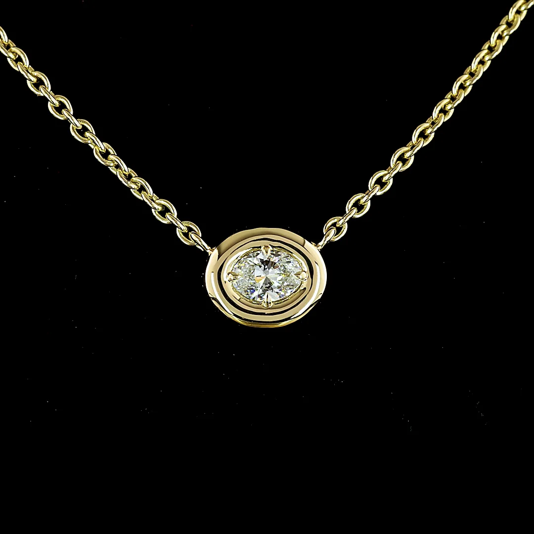 0.25 Cts 14k Yellow Gold Oval Shape Solitaire Pendant - Image 3