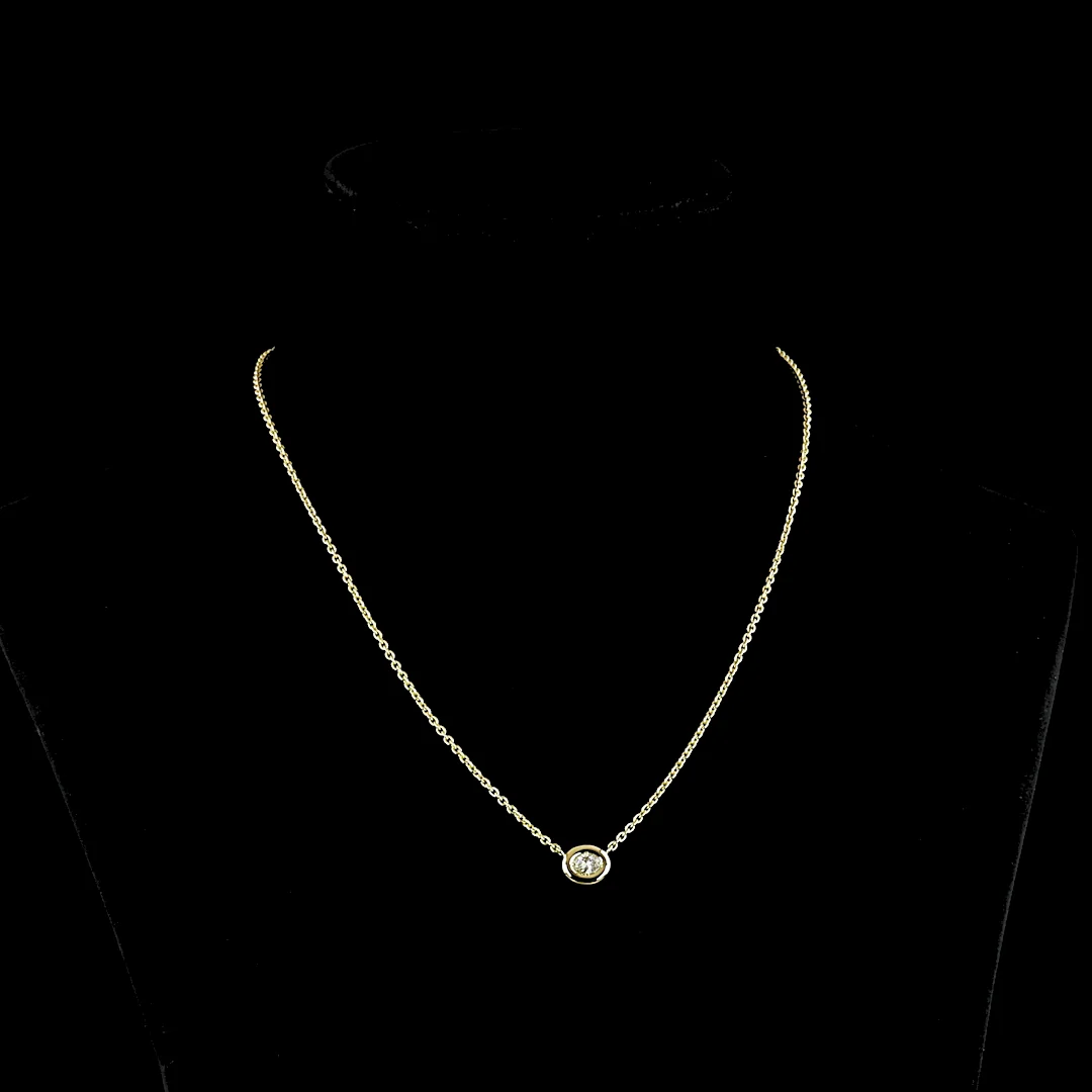 0.25 Cts 14k Yellow Gold Oval Shape Solitaire Pendant - Video