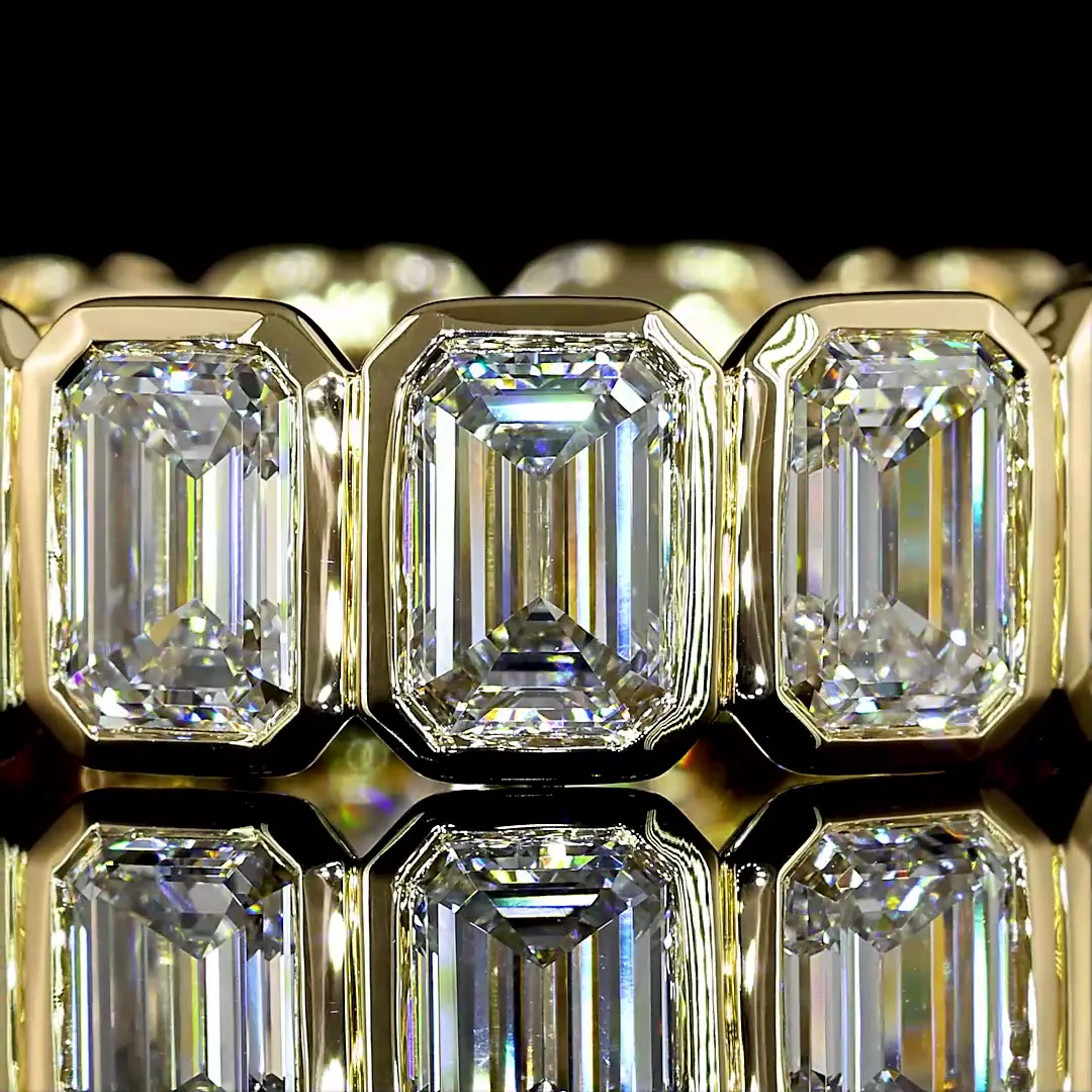 7.29 Cts 14k Yellow Gold Emerald Shape Eternity Band Eternity Band - Image 3