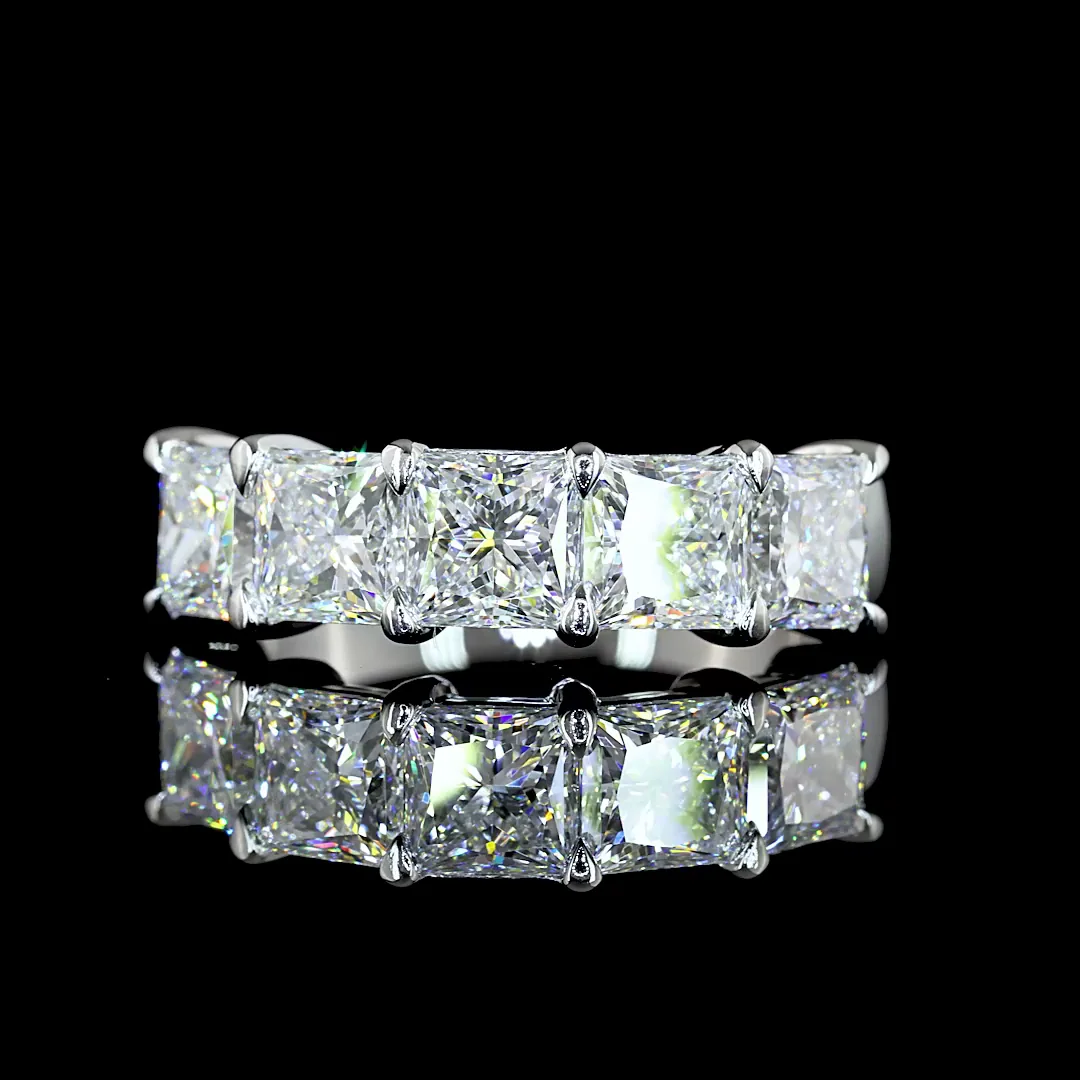 2.88 Cts Platinum Princess Shape 5 Stones Eternity Band - Image 3