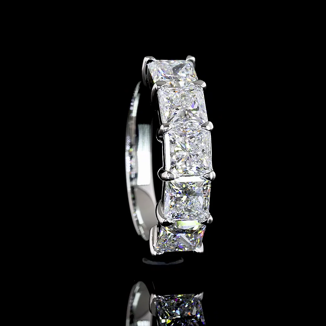 2.88 Cts Platinum Princess Shape 5 Stones Eternity Band - Image 4
