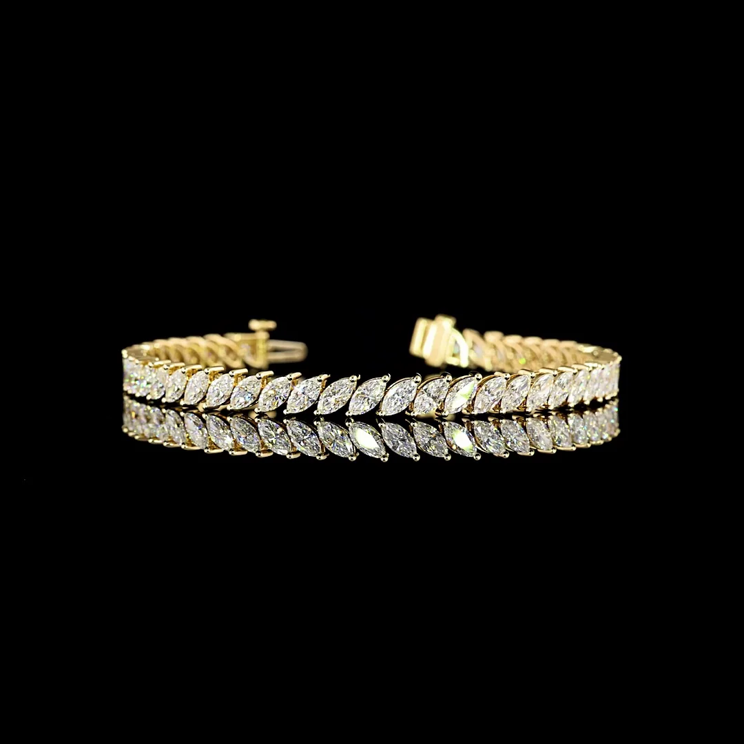 7.61 Cts 14k Yellow Gold Marquise Shape Tennis Bracelet - Video