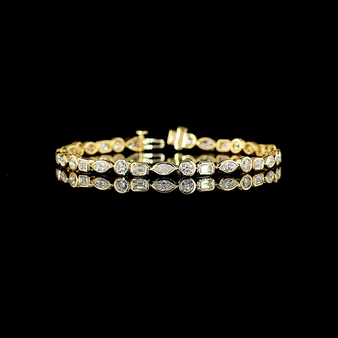 5.01 Cts 18k Yellow Gold Mix Shape Tennis Bracelet - Video