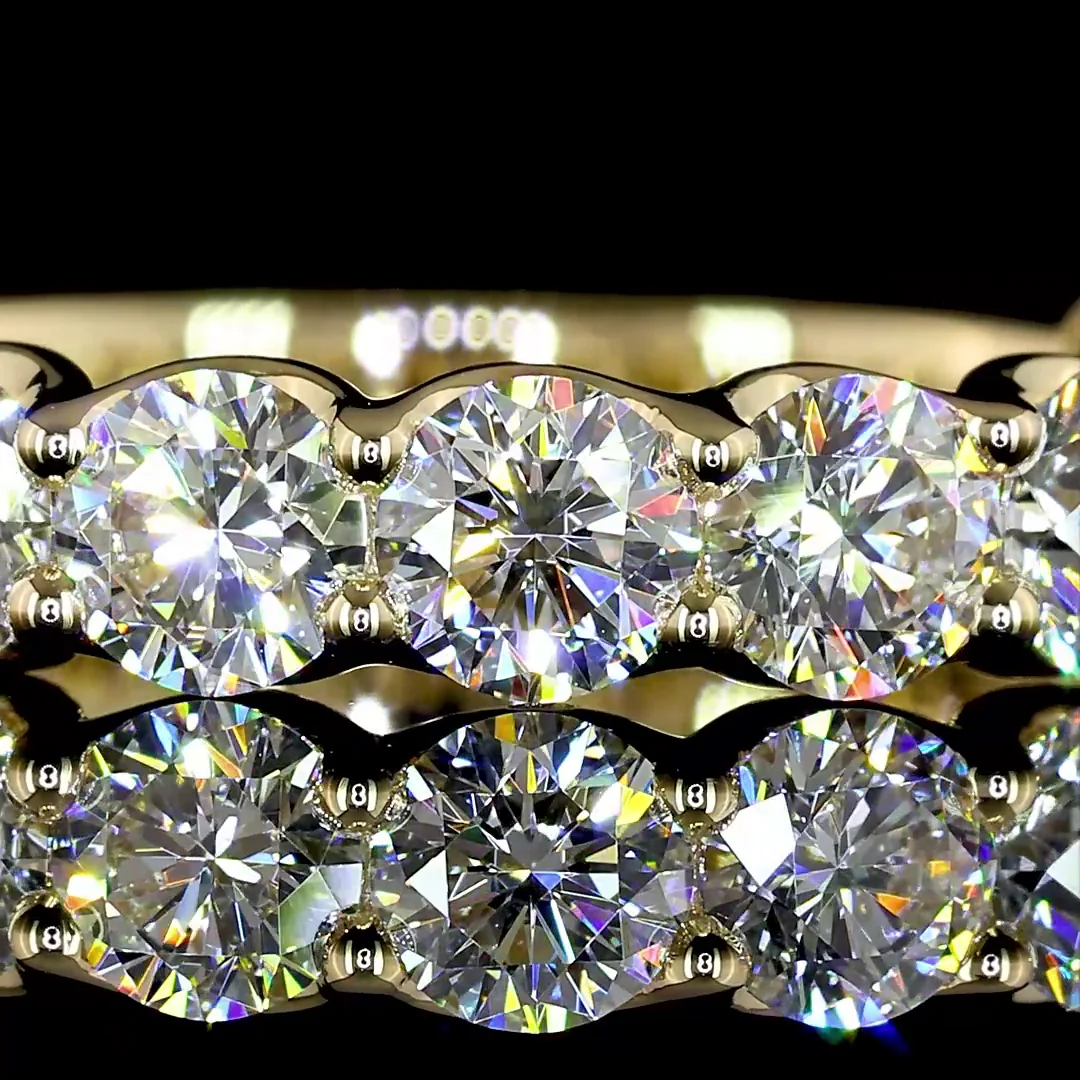 1.63 Cts 14k Yellow Gold Round Shape 3/4 Band Eternity Band - Image 3