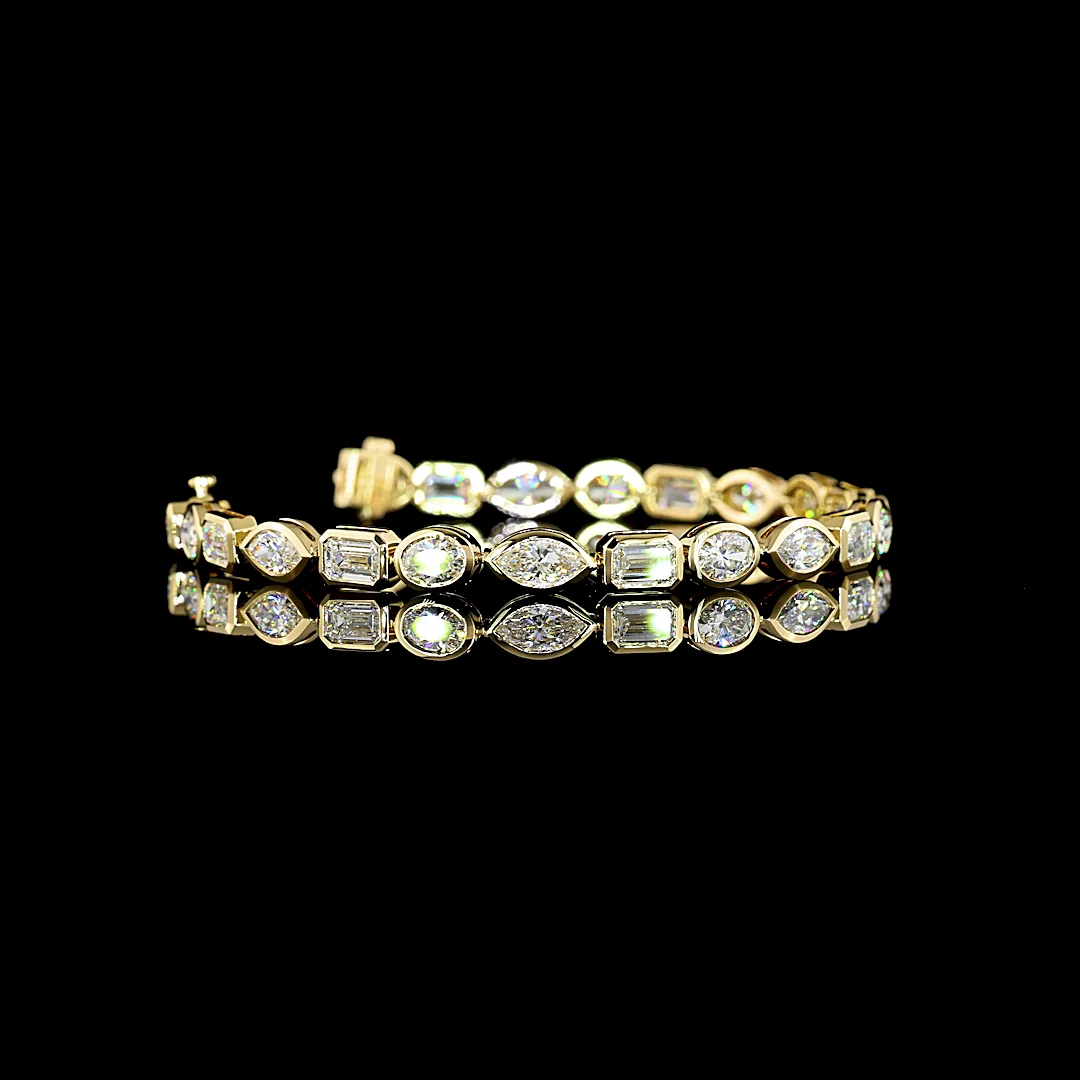 9.63 Cts 14k Yellow Gold Mix Shape Tennis Bracelet - Image 2