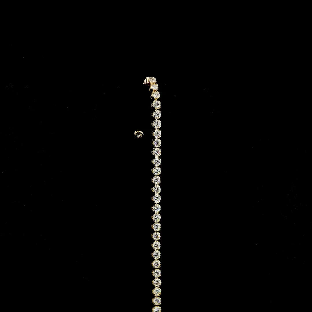 3.35 Cts 14k Yellow Gold Round Shape Tennis Bracelet - Image 3