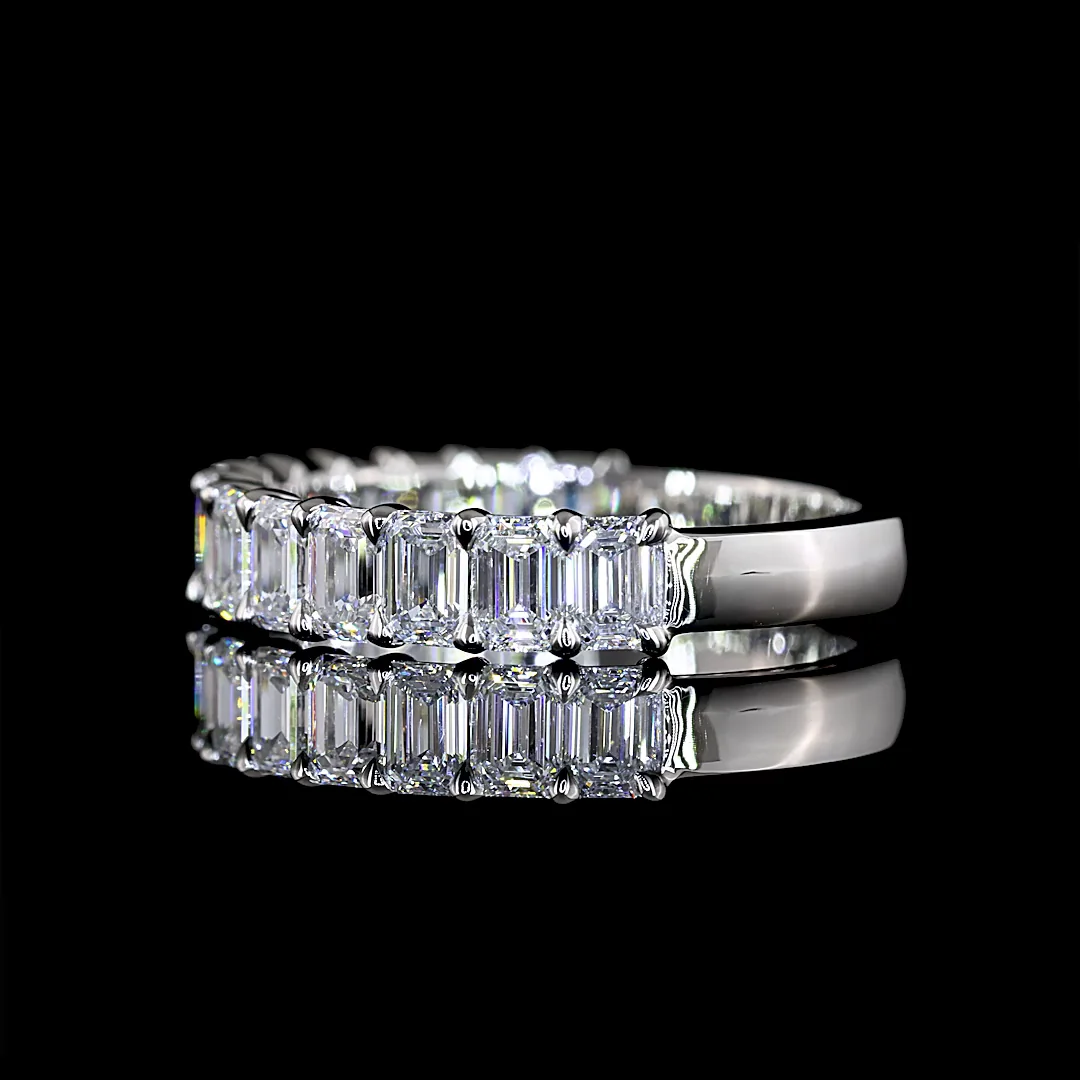 1.86 Cts Platinum Emerald Shape Half Eternity Eternity Band - Image 2