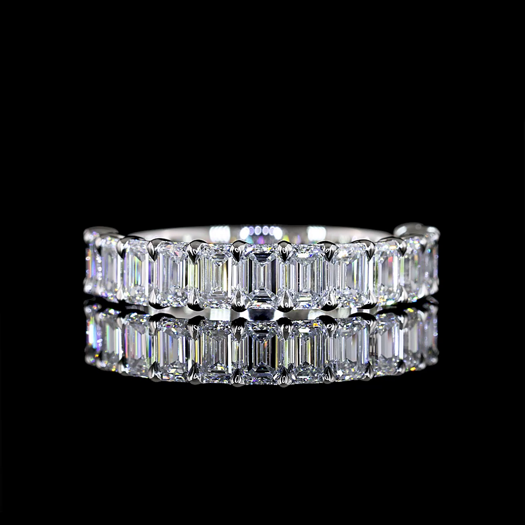 1.86 Cts Platinum Emerald Shape Half Eternity Eternity Band - Image 3