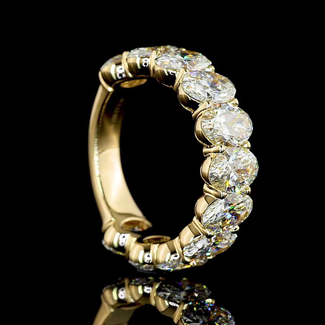 5.98 Cts 14k Yellow Gold Oval Shape 3/4 Band Eternity Band - Image 2