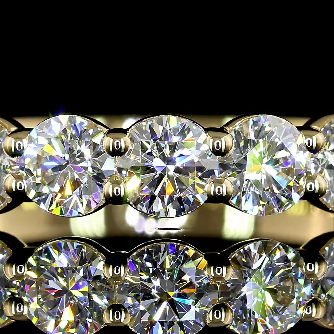 0.98 Cts 14k Yellow Gold Round Shape Half Eternity Eternity Band - Image 3