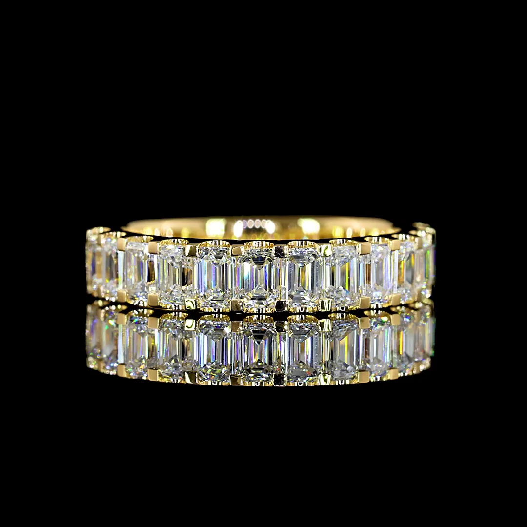 1.31 Cts 18k Yellow Gold Emerald Shape Half Eternity Eternity Band - Video