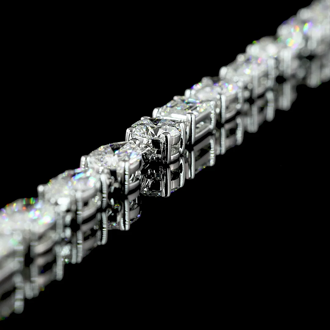 18.44 Cts 14k White Gold Mix Shape Station Necklace - Image 4