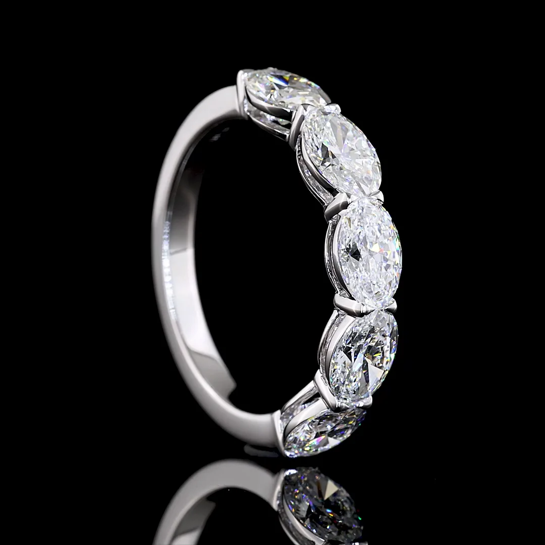 2.64 Cts 14k White Gold Oval Shape 5 Stones Eternity Band - Image 2