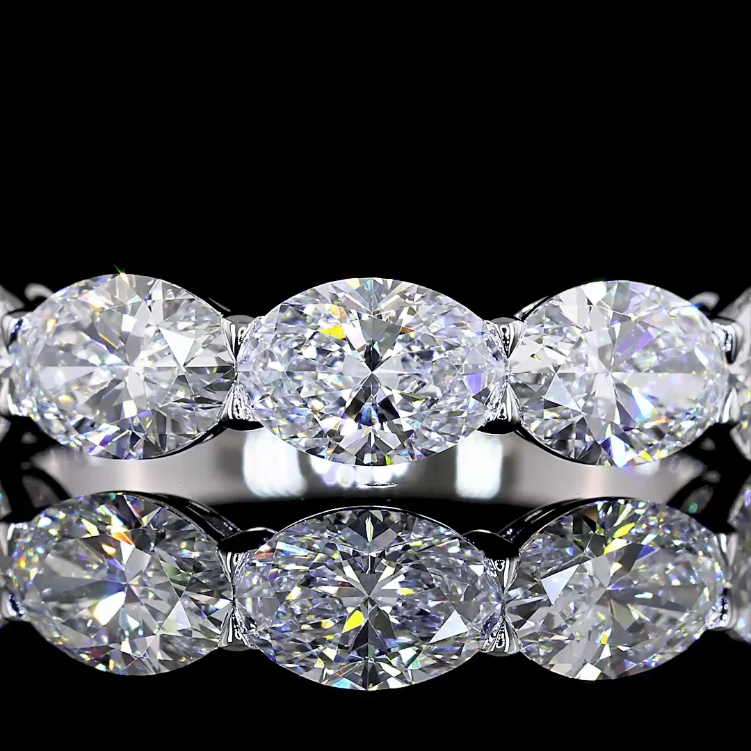 2.64 Cts 14k White Gold Oval Shape 5 Stones Eternity Band - Image 3