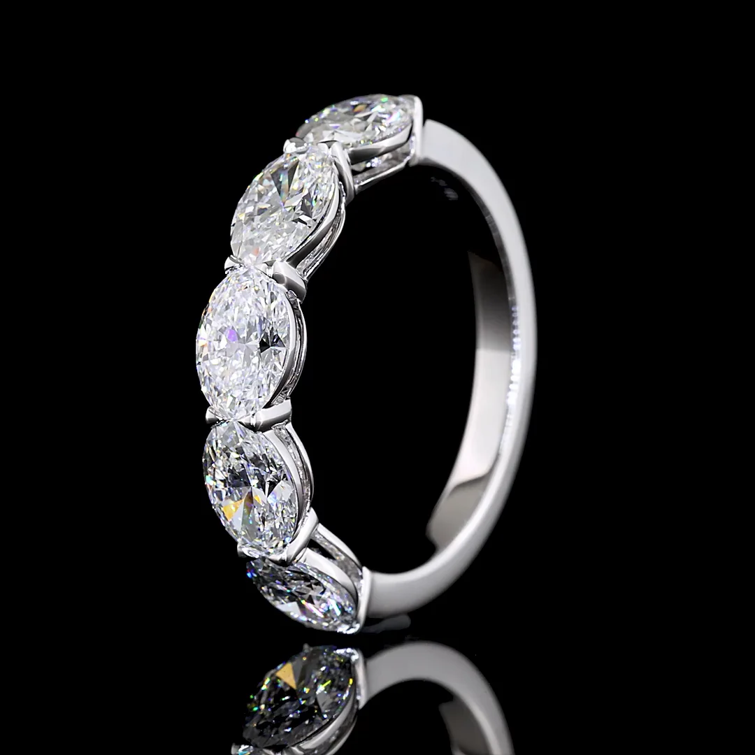 2.64 Cts 14k White Gold Oval Shape 5 Stones Eternity Band - Image 4