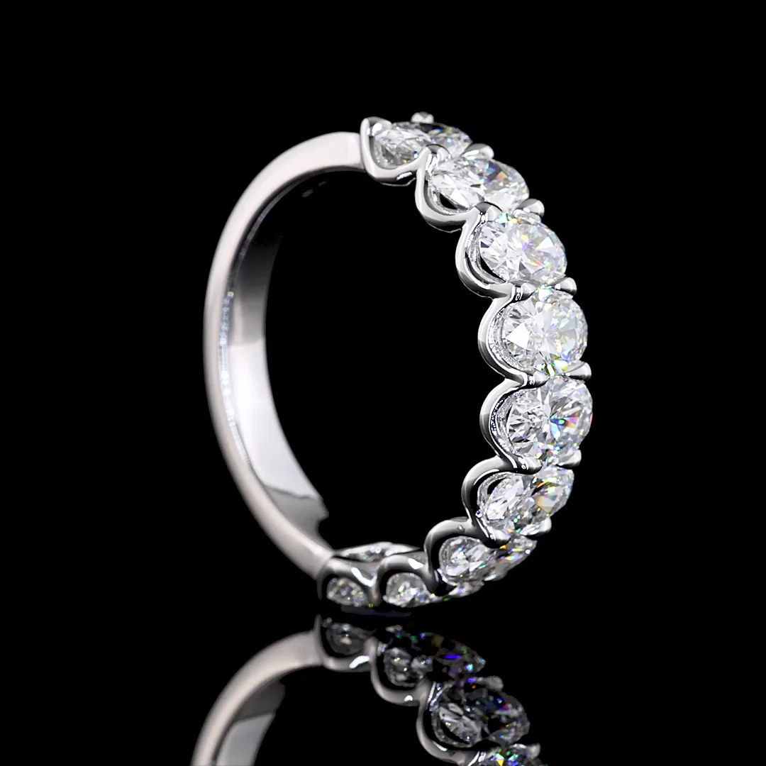 3 Cts 14k White Gold Oval Shape Half Eternity Eternity Band - Image 2