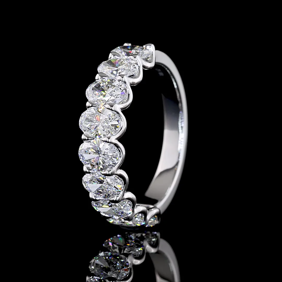 3 Cts 14k White Gold Oval Shape Half Eternity Eternity Band - Image 4