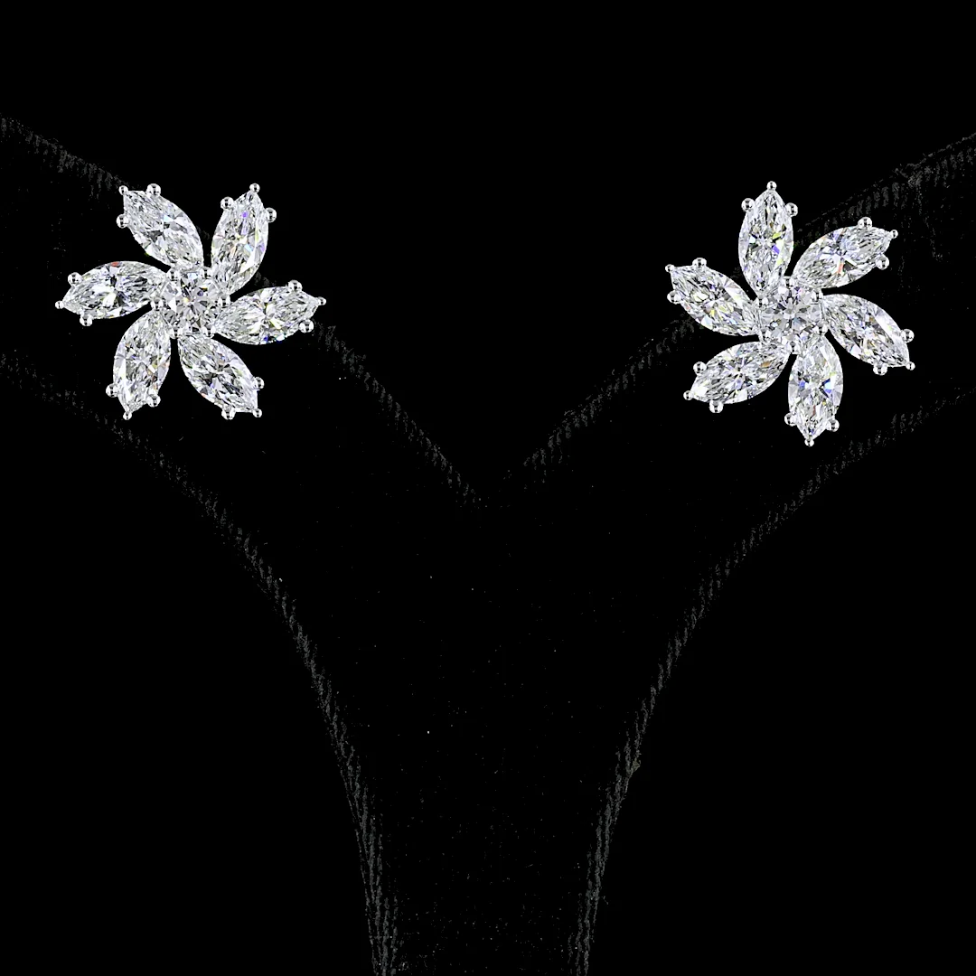 5.89 Cts 14k White Gold Mix Shape Special Earring - Video