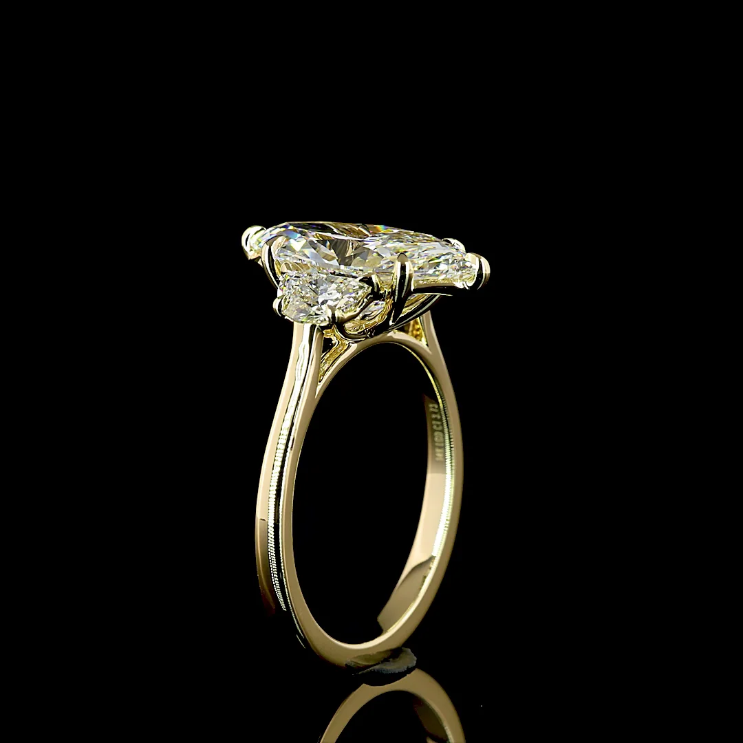 3.73 Cts 14k Yellow Gold Marquise Shape 3 Stones Ring - Image 4