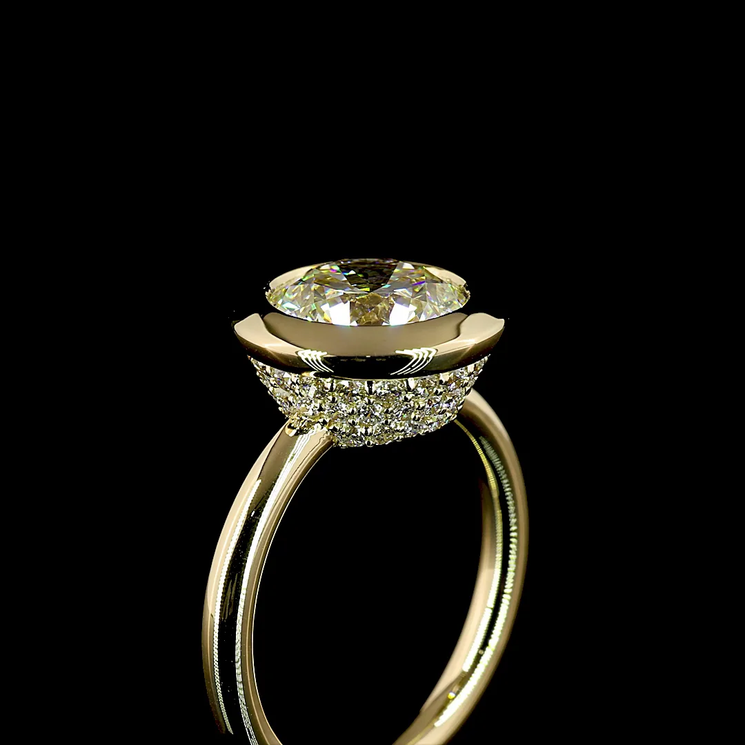 3.61 Cts 14k Yellow Gold Round Shape Hidden Halo Ring - Image 4