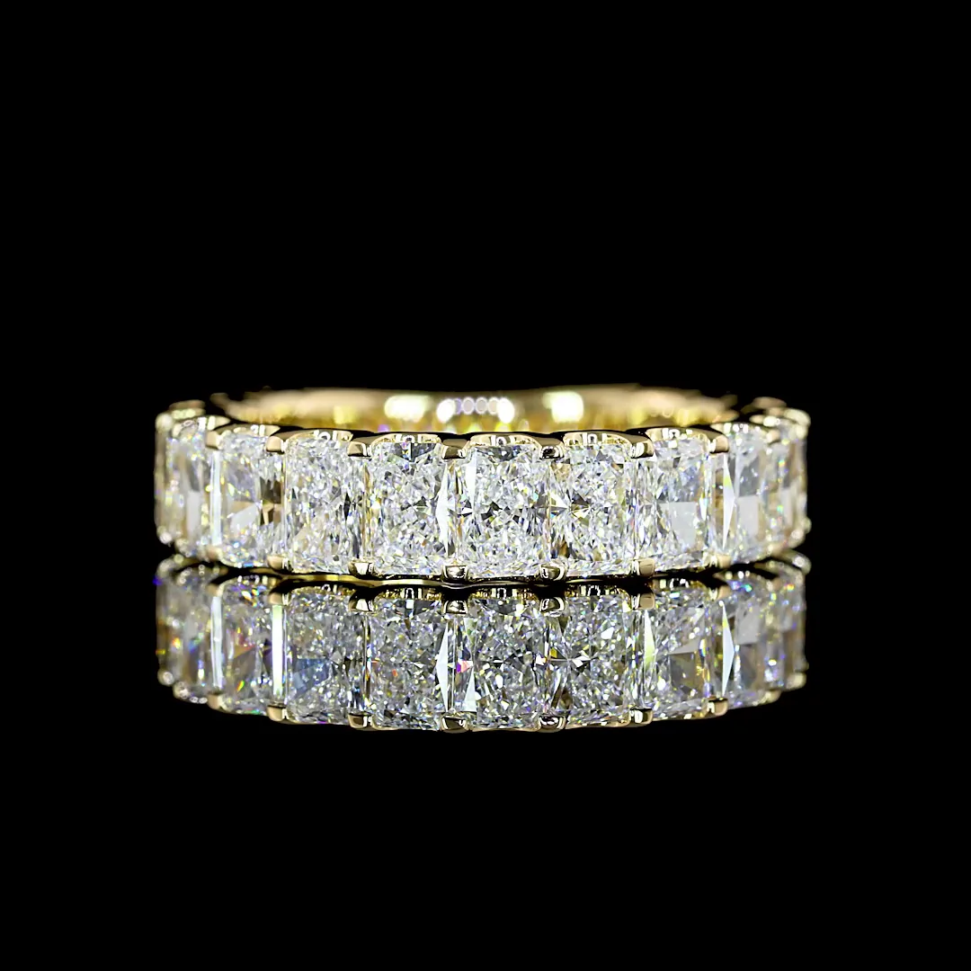 2.7 Cts 14k Yellow Gold Radiant Shape 3/4 Band Eternity Band - Video