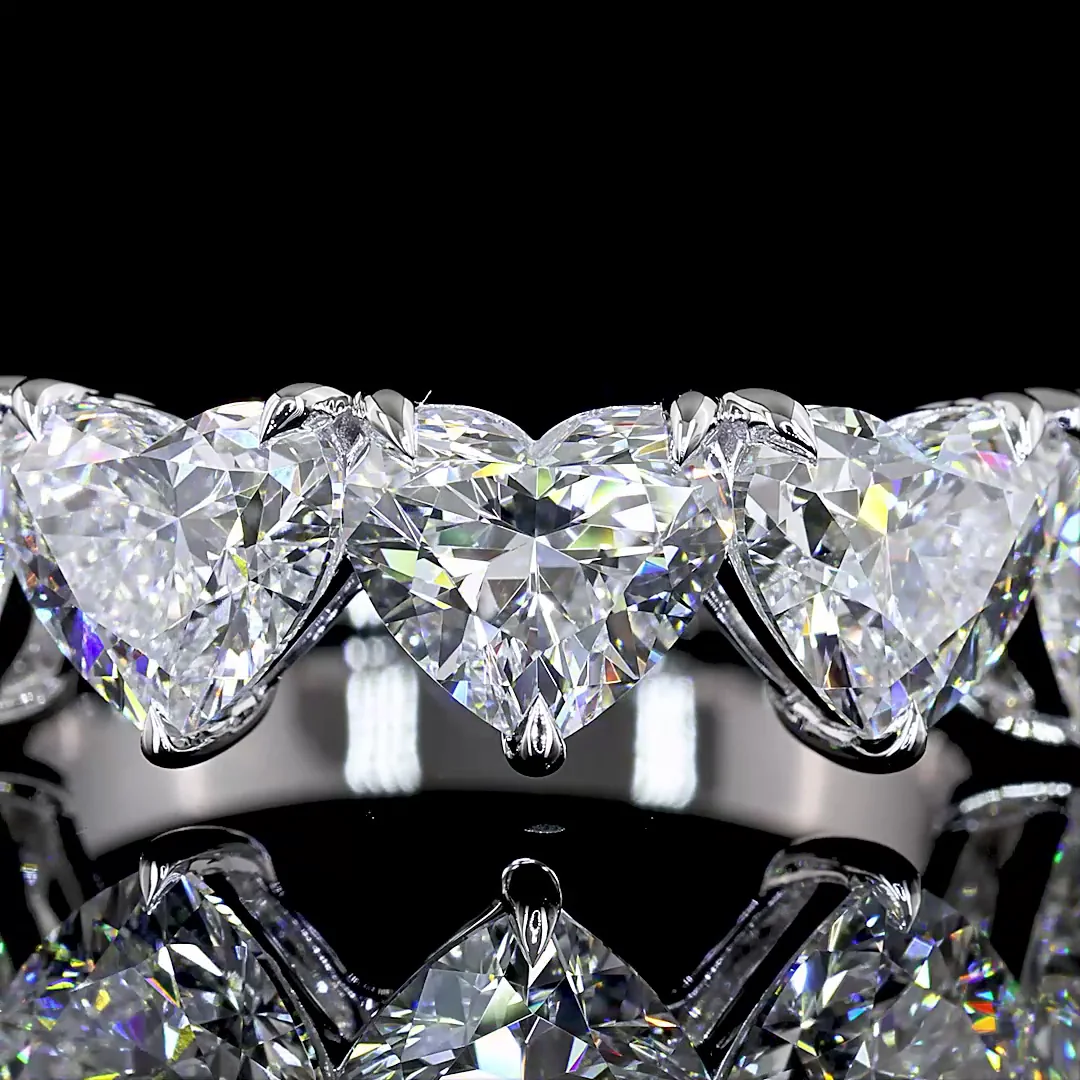 4.06 Cts 14k White Gold Heart Shape 5 Stones Eternity Band - Image 3