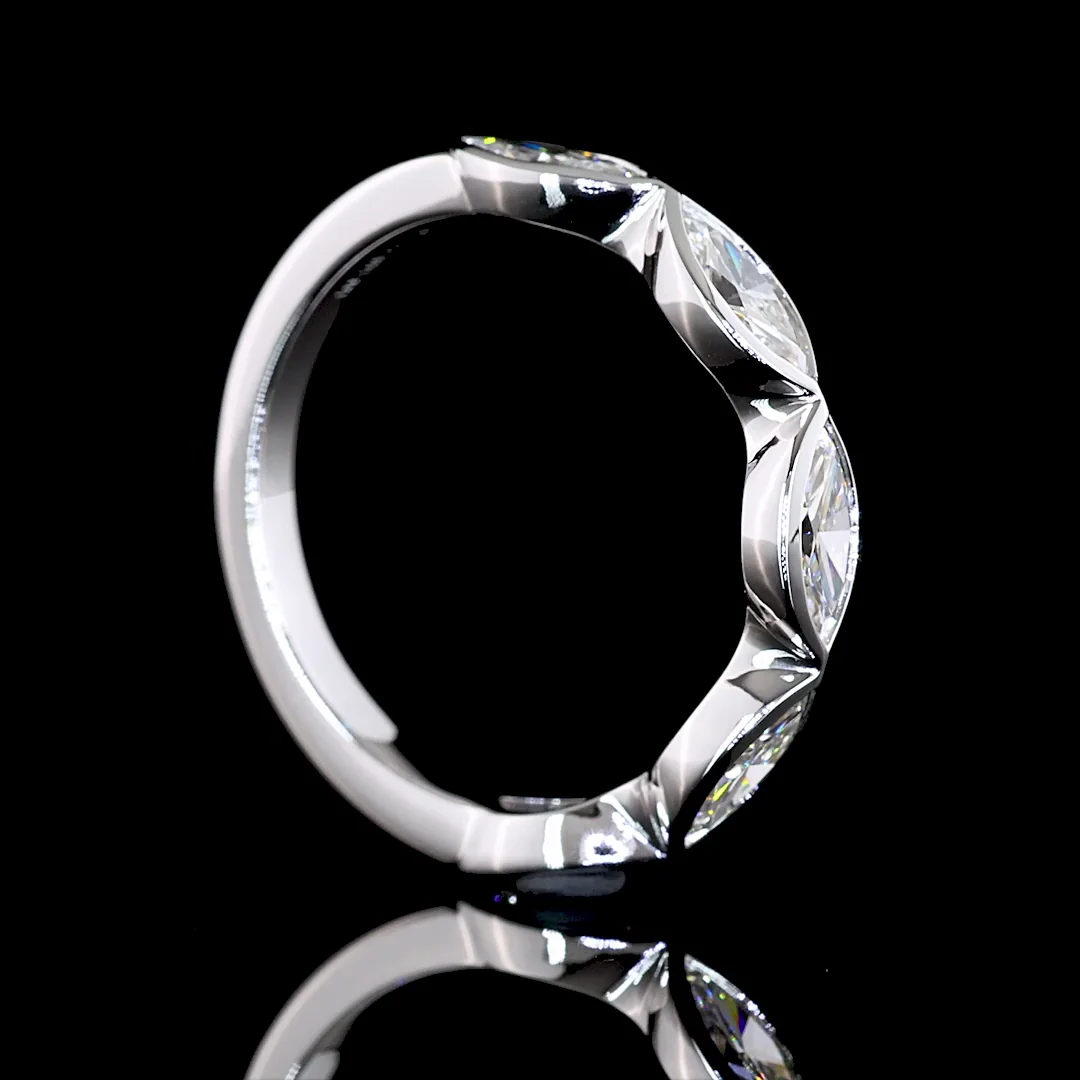 1.02 Cts 14k White Gold Marquise Shape 5 Stones Eternity Band - Image 2