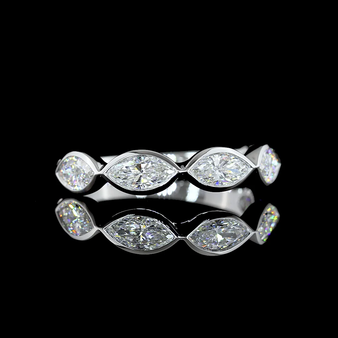 1.02 Cts 14k White Gold Marquise Shape 5 Stones Eternity Band - Video