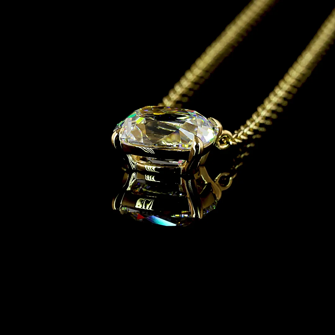 2.07 Cts 18k Yellow Gold Cushion Brilliant Shape Solitaire Pendant - Image 4