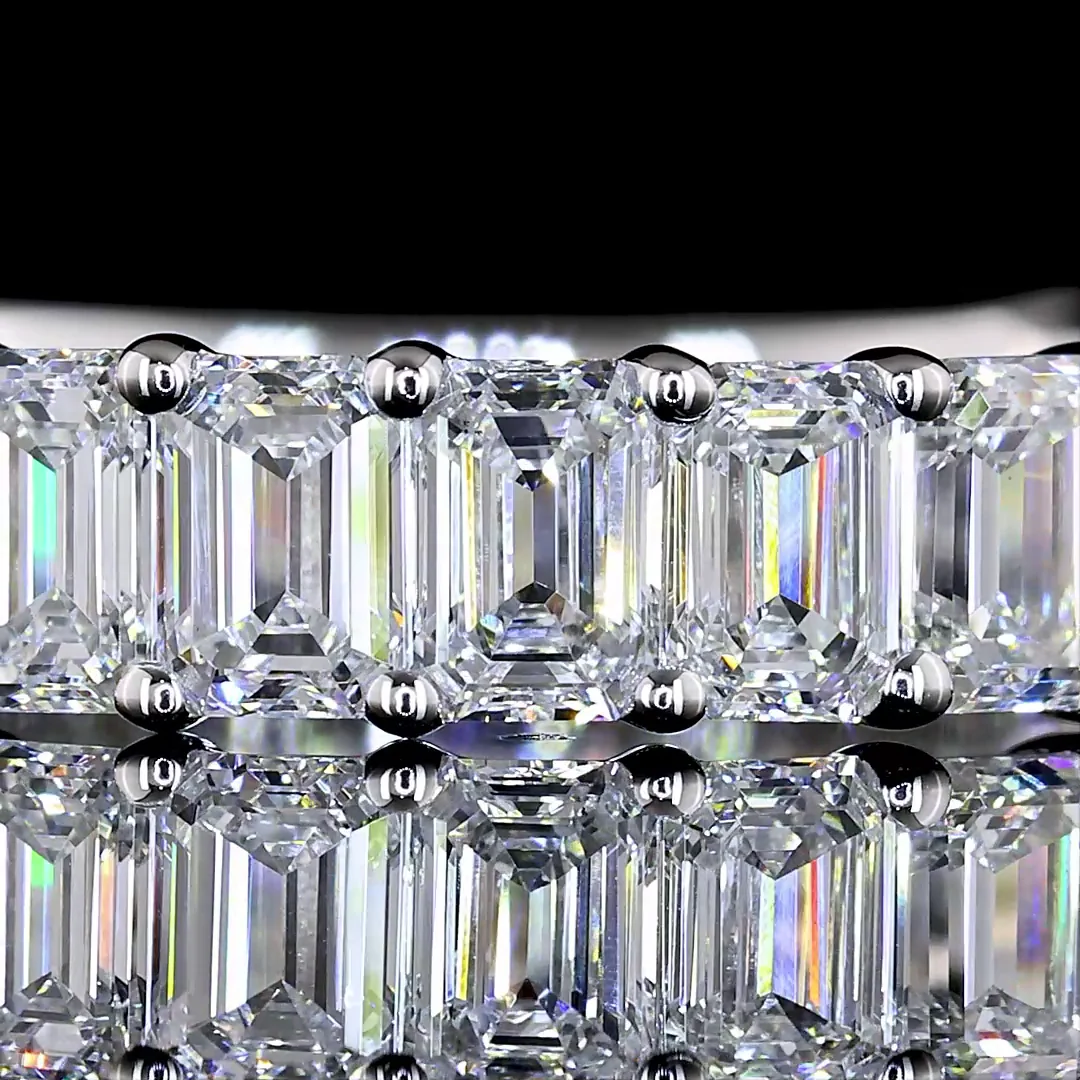 2.15 Cts 14k White Gold Emerald Shape 3/4 Band Eternity Band - Image 3