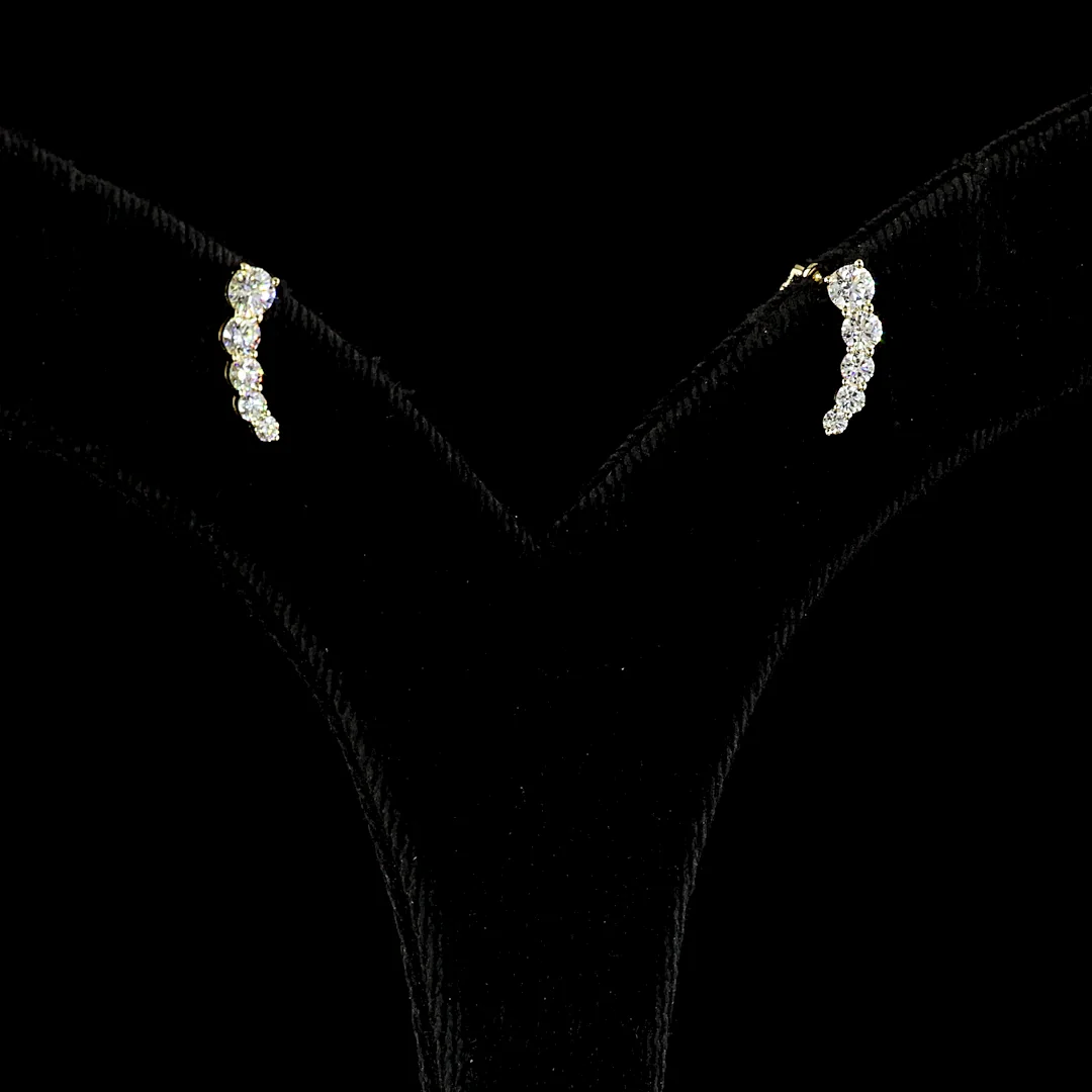 0.48 Cts 14k Yellow Gold Round Shape Crawler Earring - Image 4