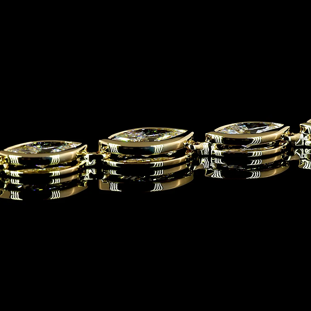 5.09 Cts 14k Yellow Gold Marquise Shape Riviera Necklace - Image 4