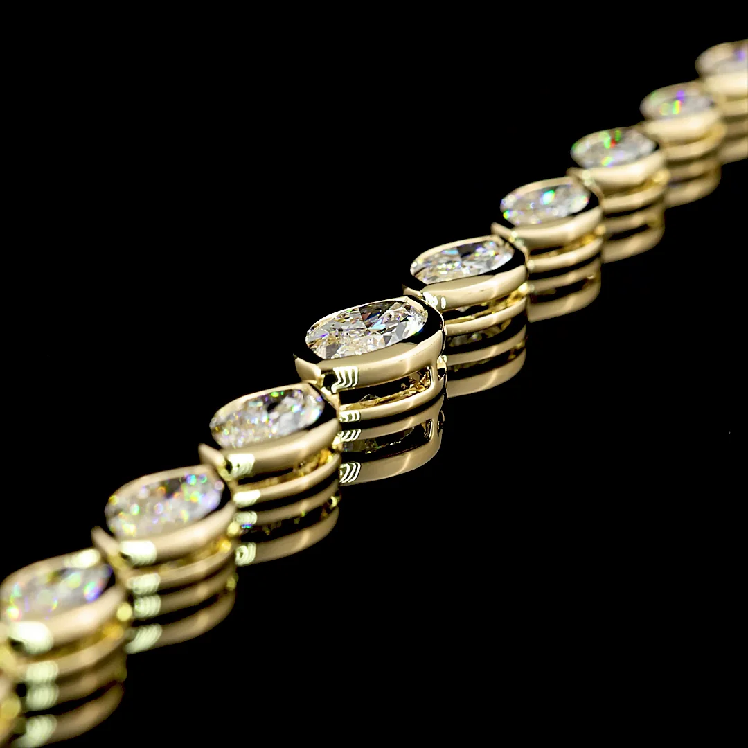 10.08 Cts 14k Yellow Gold Marquise Shape Riviera Necklace - Image 2