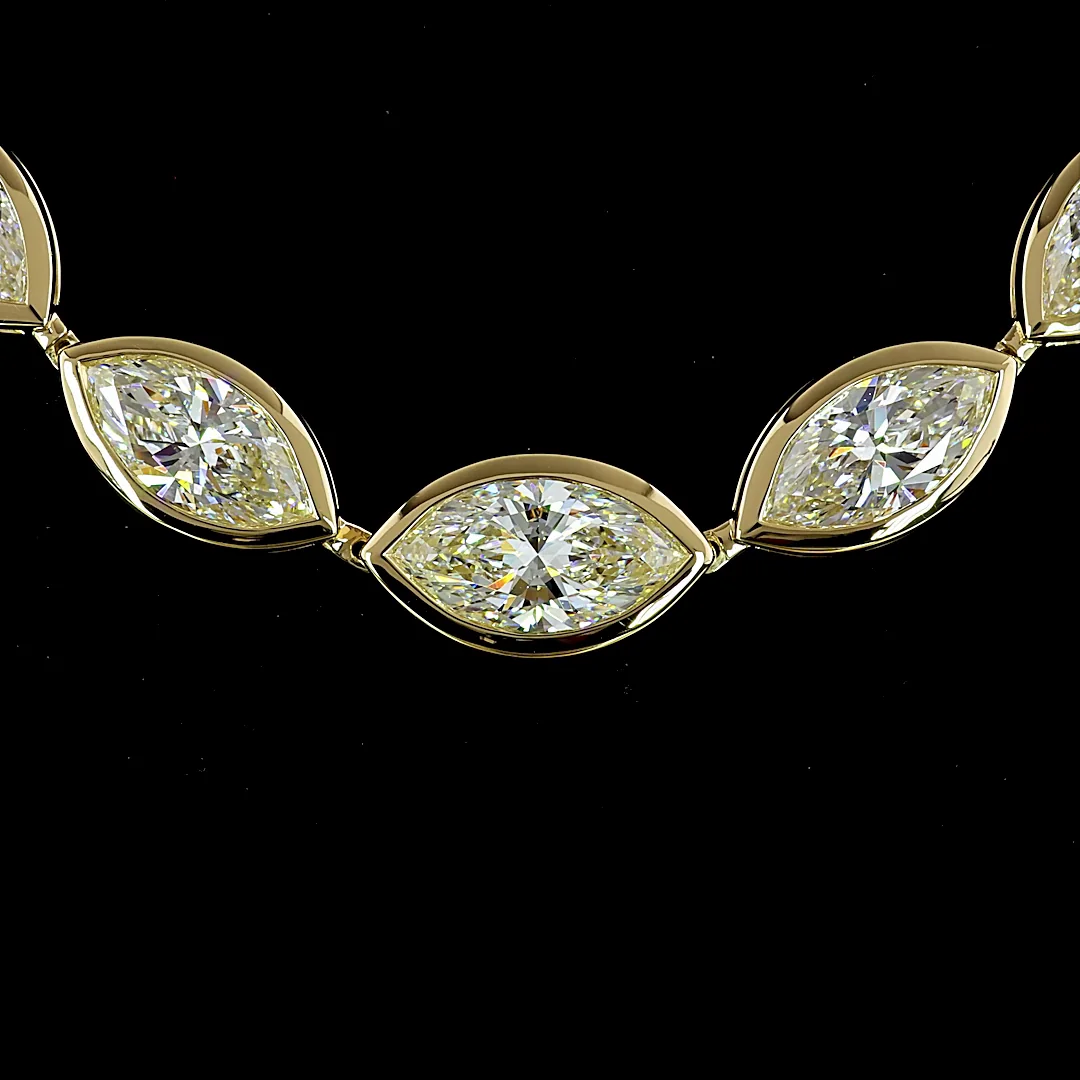 10.08 Cts 14k Yellow Gold Marquise Shape Riviera Necklace - Image 3