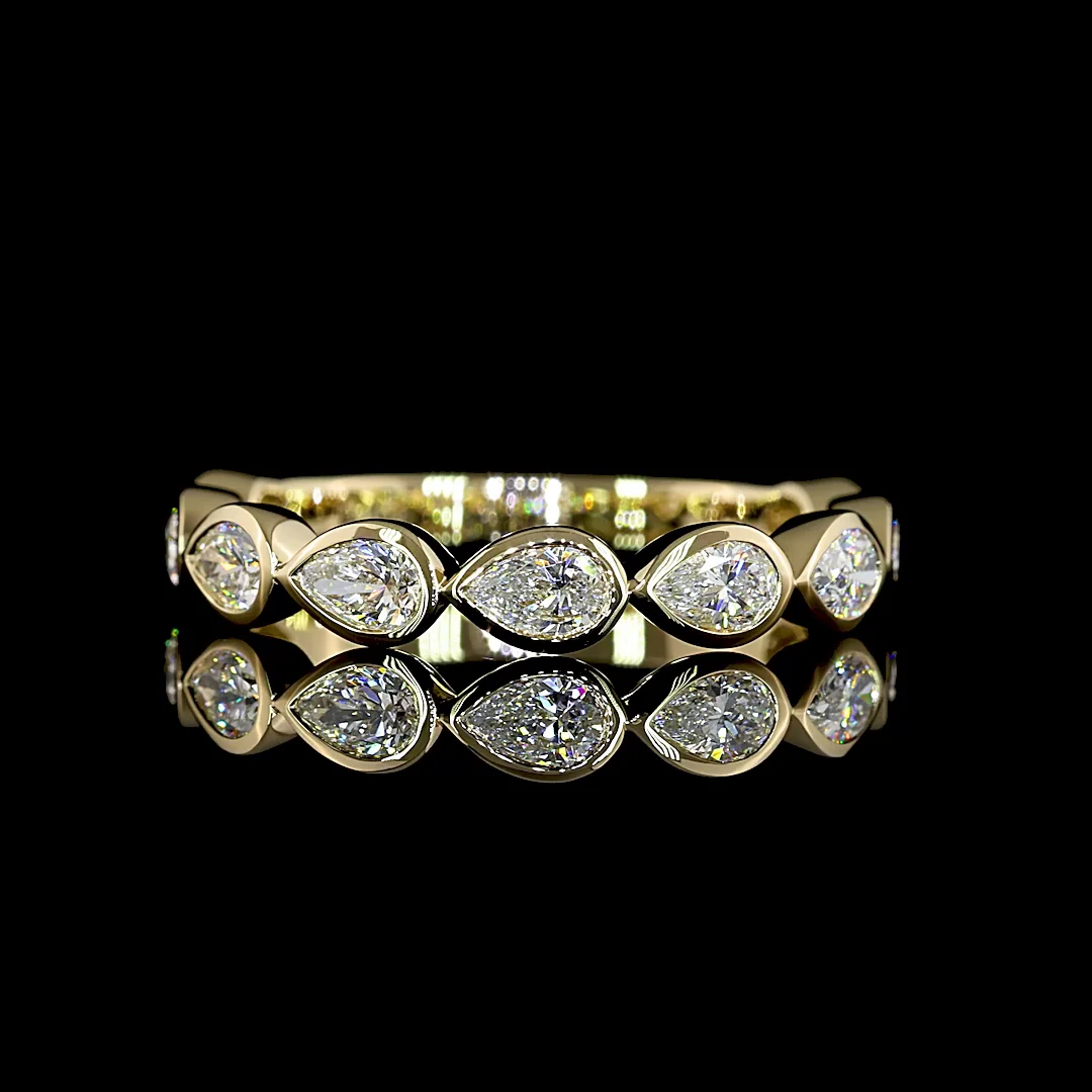 0.87 Cts 14k Yellow Gold Pear Shape 3/4 Band Eternity Band - Image 3