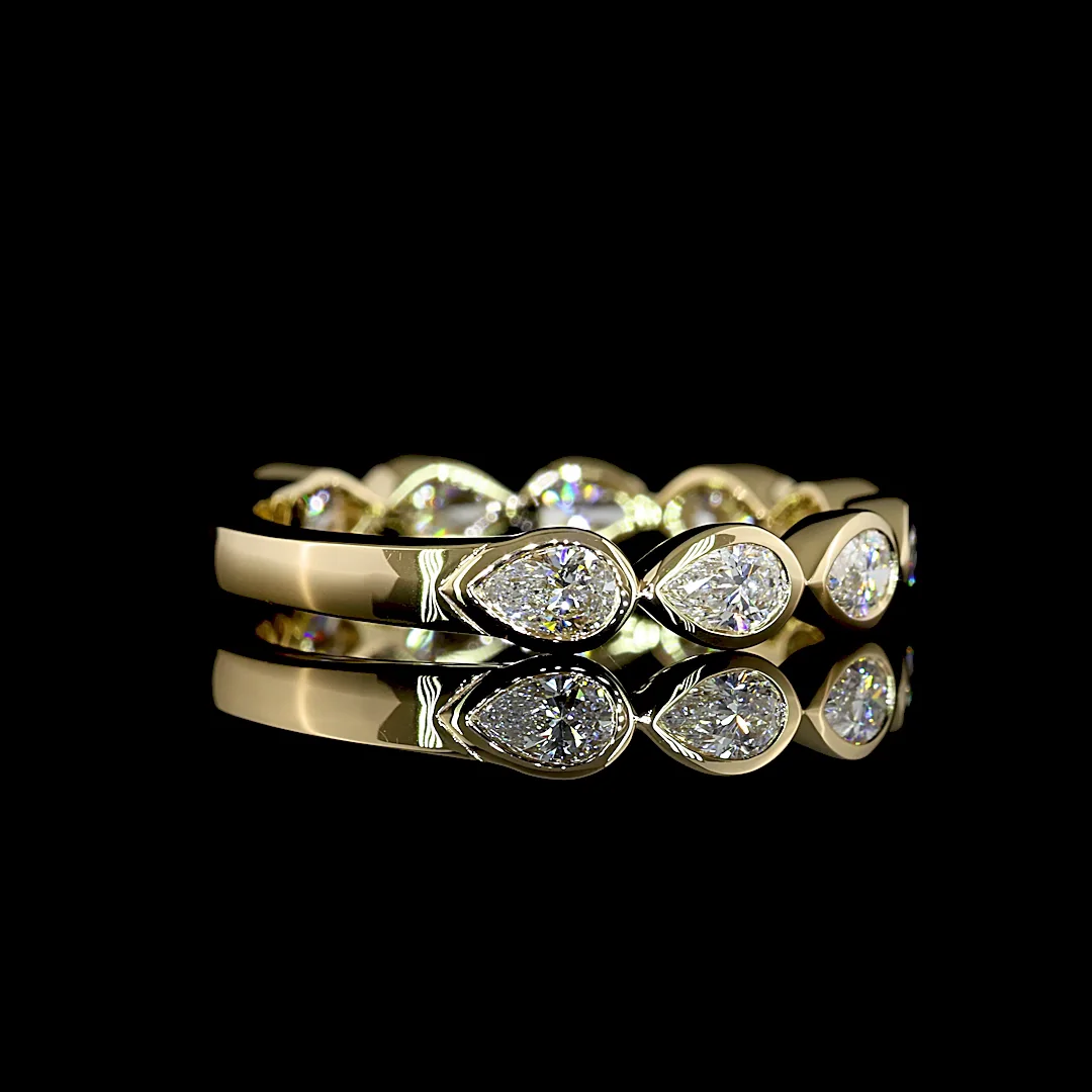 0.87 Cts 14k Yellow Gold Pear Shape 3/4 Band Eternity Band - Video