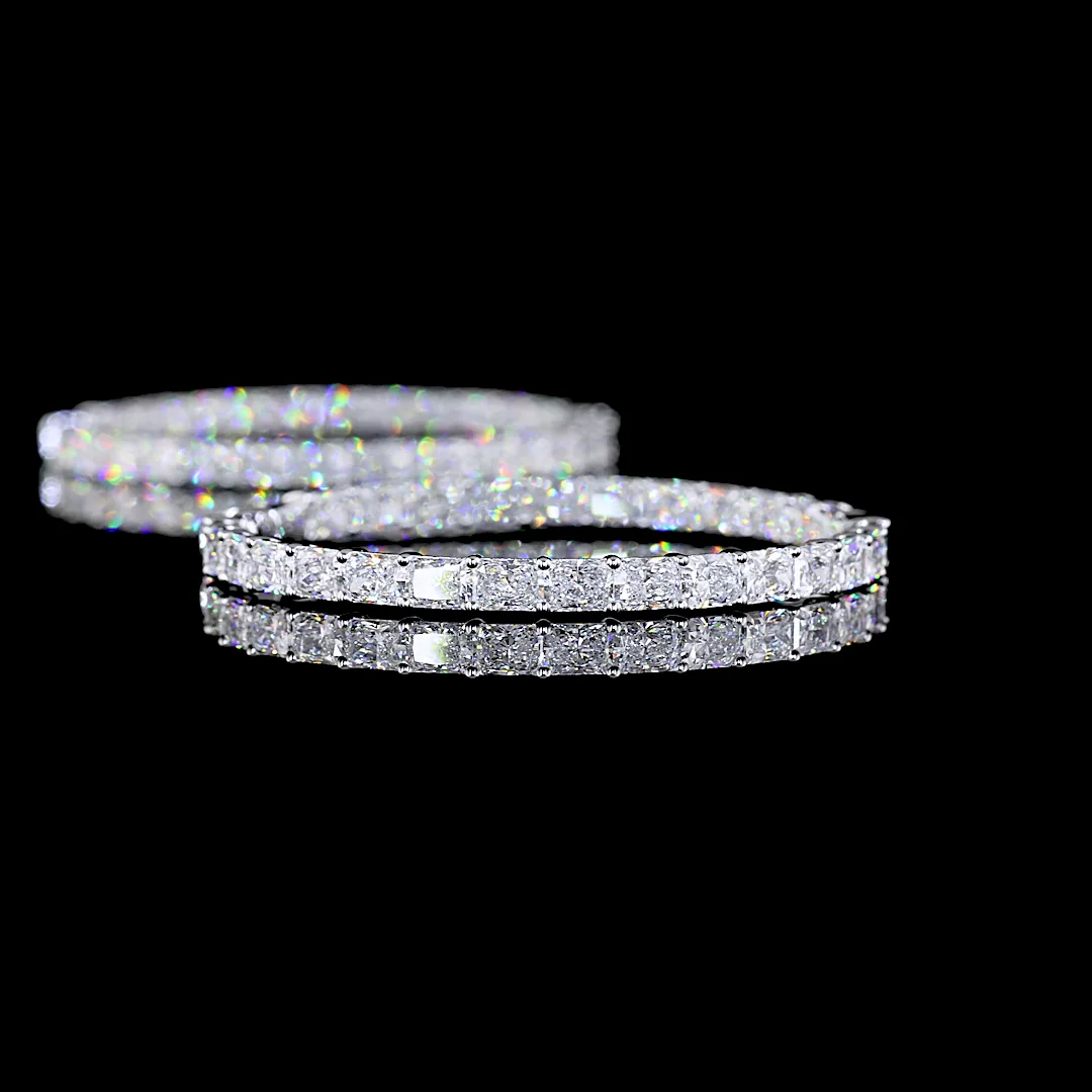 11.63 Cts 14k White Gold Radiant Shape Hoops Earring - Image 4