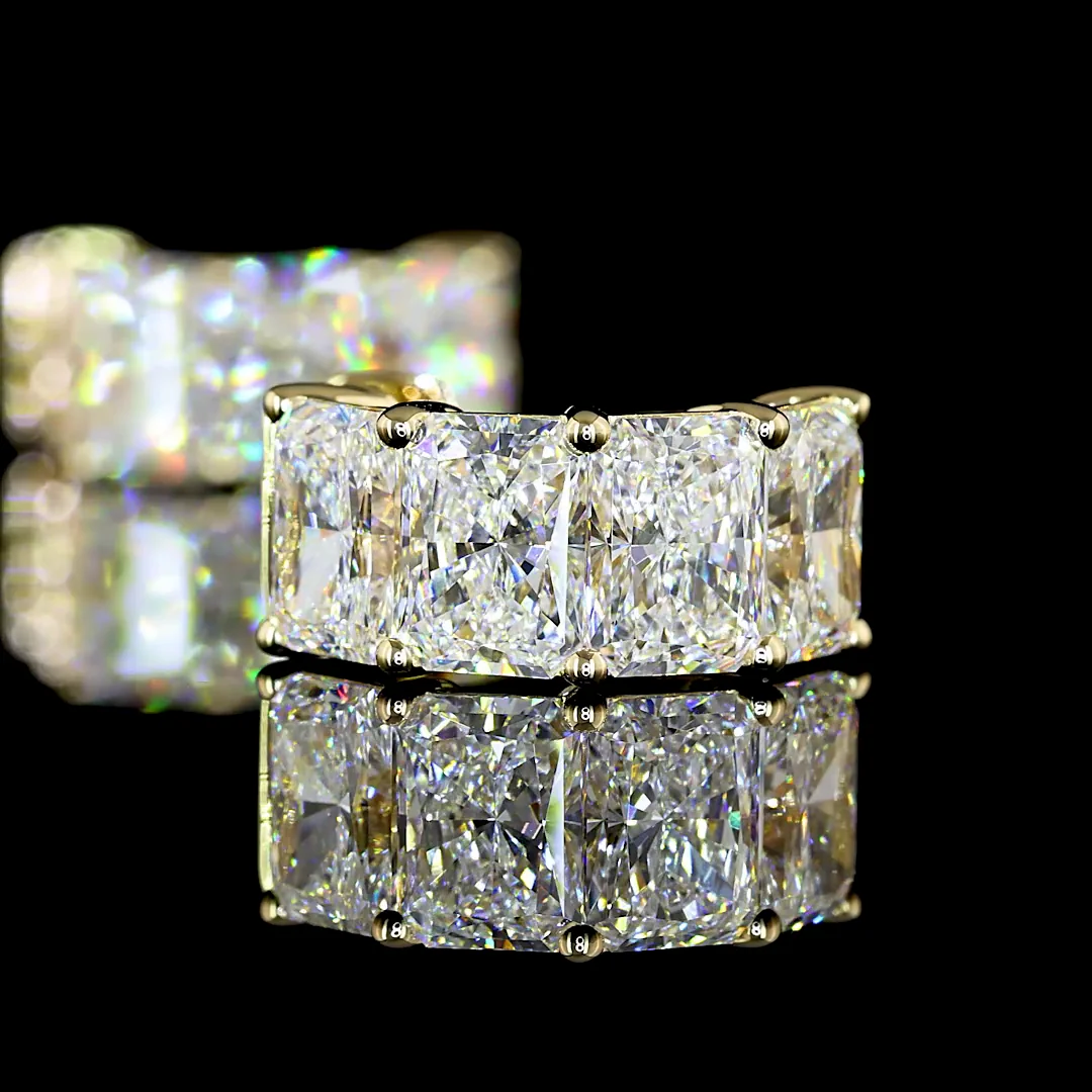 5.83 Cts 14k Yellow Gold Radiant Shape Huggies Earring - Image 4