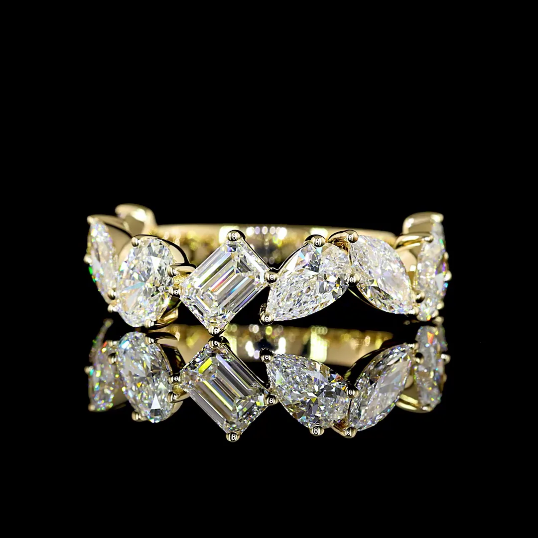 4.83 Cts 14k Yellow Gold Mix Shape 3/4 Band Eternity Band - Video