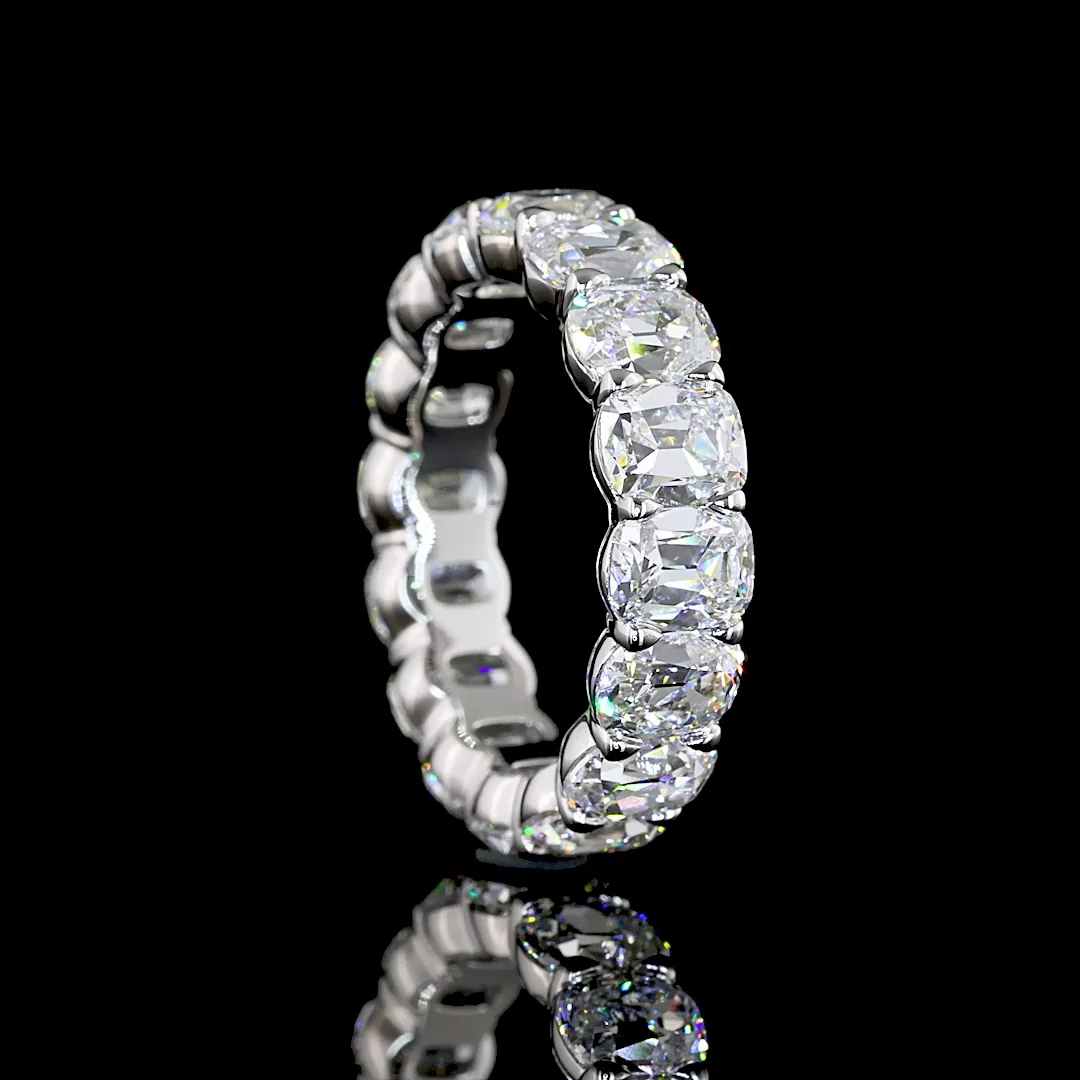 6.64 Cts Platinum Antique Cushion Shape Eternity Band Eternity Band - Image 2